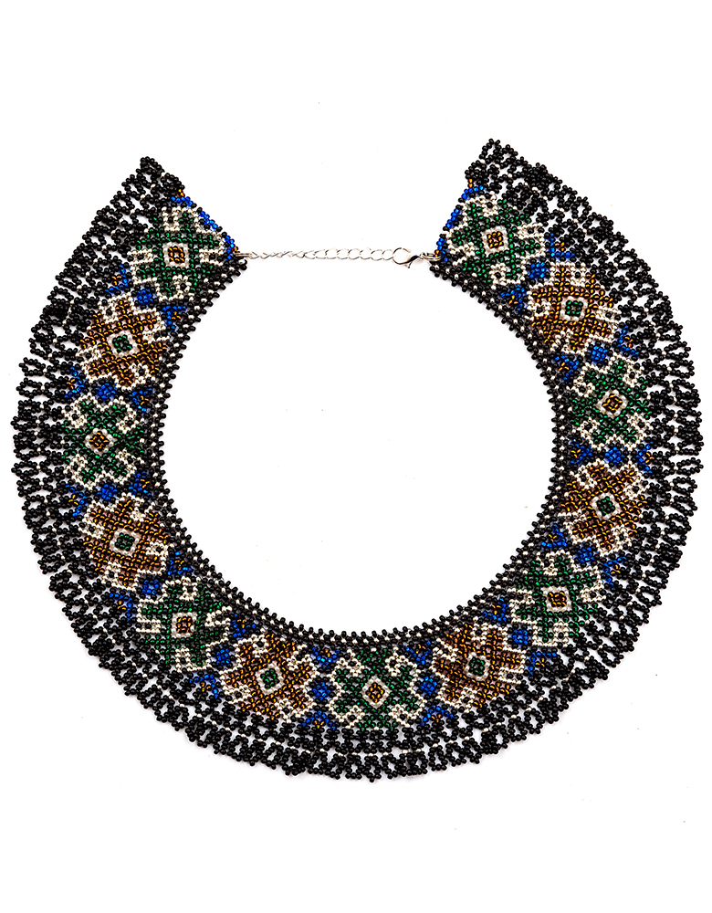 Naszyjnik z błękitnymi koralikami "Huculski niebieski"