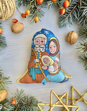 Pamiątka dzwonek tekstylny "Święta Rodzina" (zapach kawy)