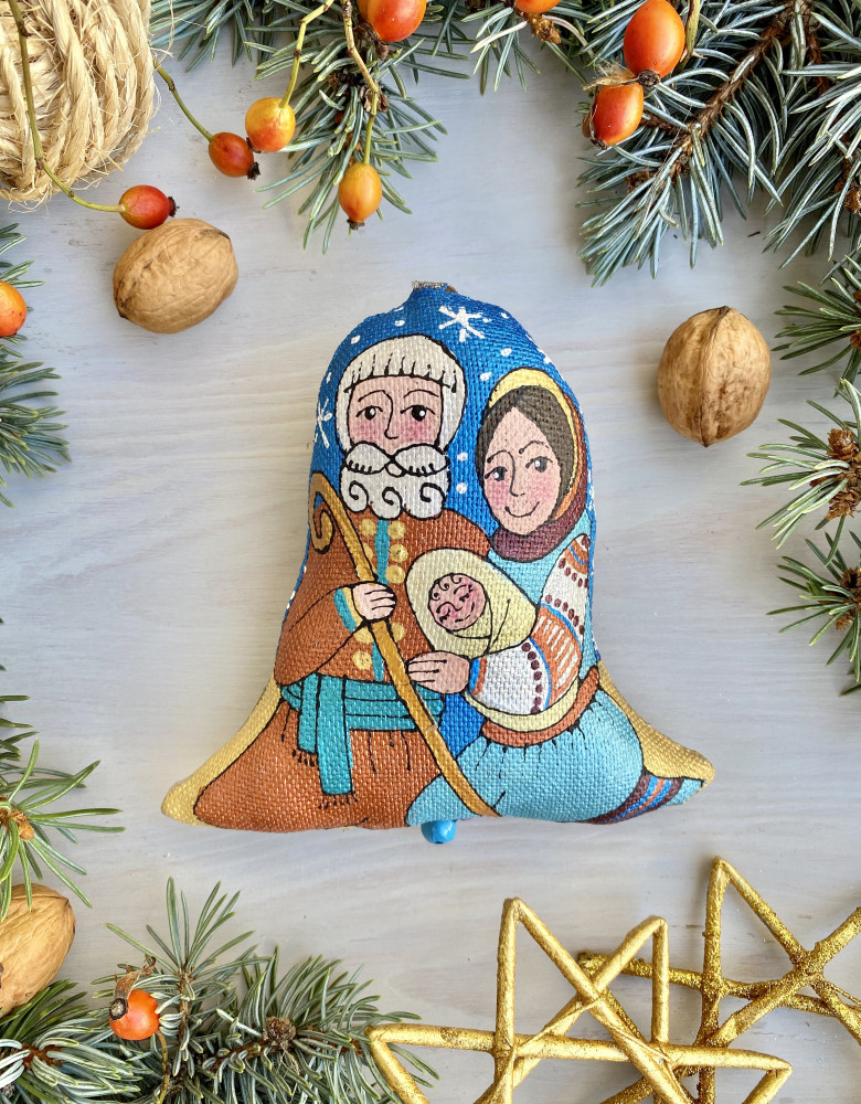 Pamiątka dzwonek tekstylny "Święta Rodzina" (zapach kawy)