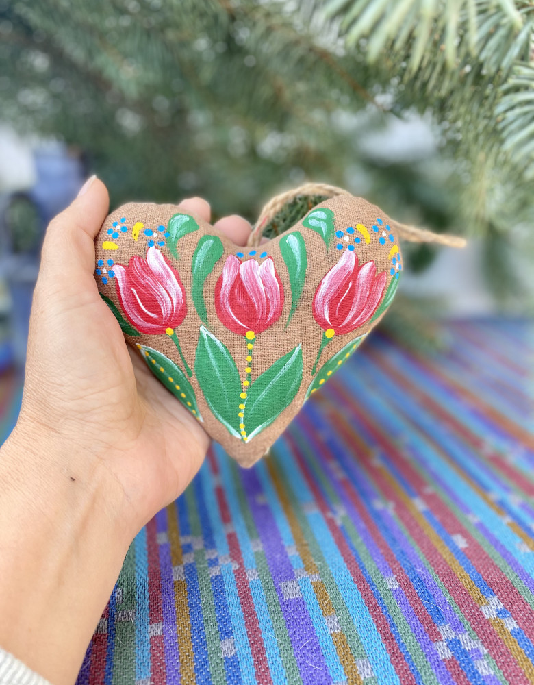 Pamiątka kawowa aromatyczna "Serce z tulipanami"