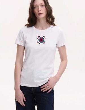 Biały t-shirt dzianinowy “Yavorivska”