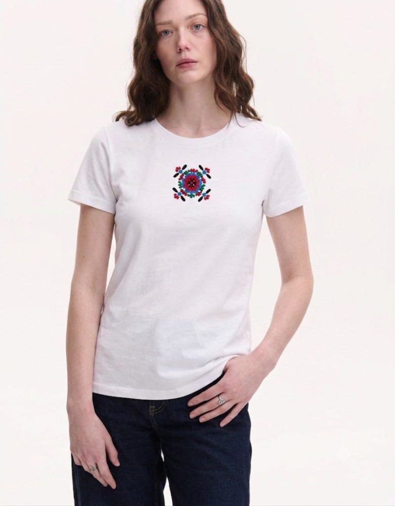 Biały t-shirt dzianinowy “Yavorivska”