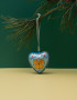 Dekoracja choinkowa "Baśniowe serce z żółtym kwiatem" (rzeźba)